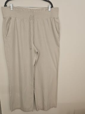 Women's Land & Sea Palazo Casual Elastic Pants in Light Beige